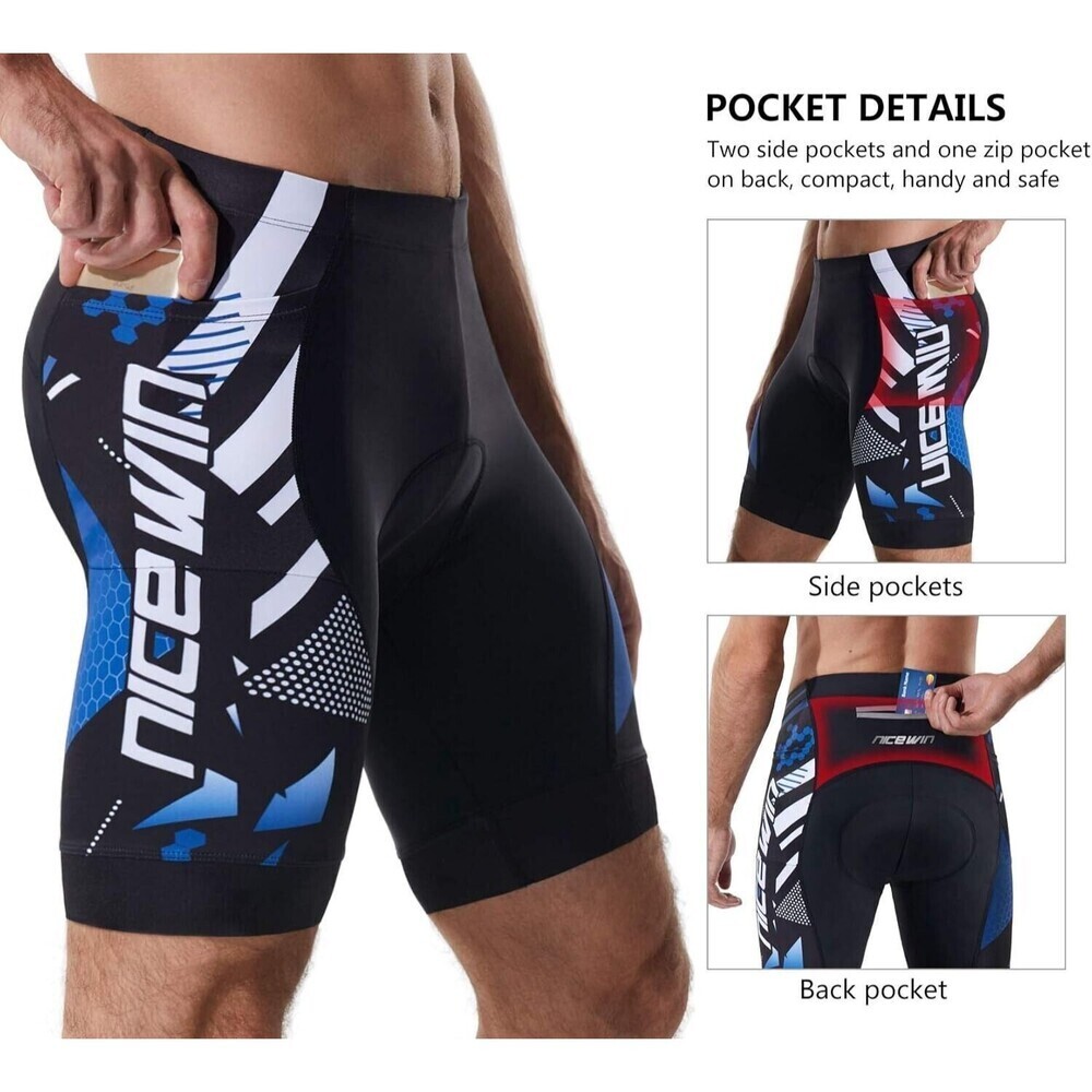 Nicewin Men's Padded Cycling Shorts Size M Blue Anti-Slip Leg Sports Activewear - Picture 1 of 10